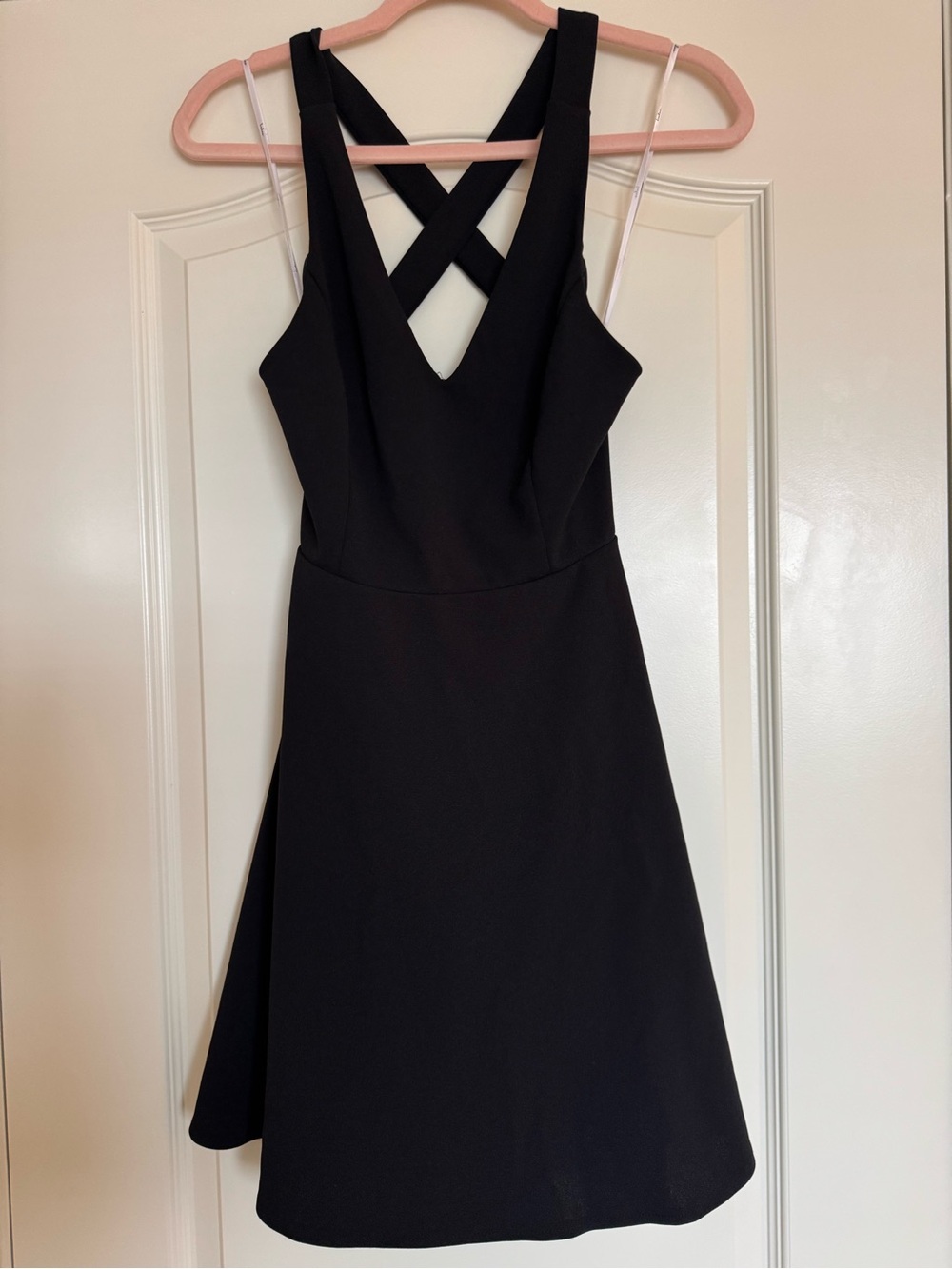 Black V-Neck Fit & Flare Dress - Picture 3 of 5